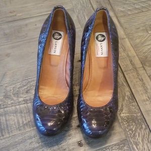 LANVIN Blue Patent Ballet Wedge (US 8/EU 38.5)